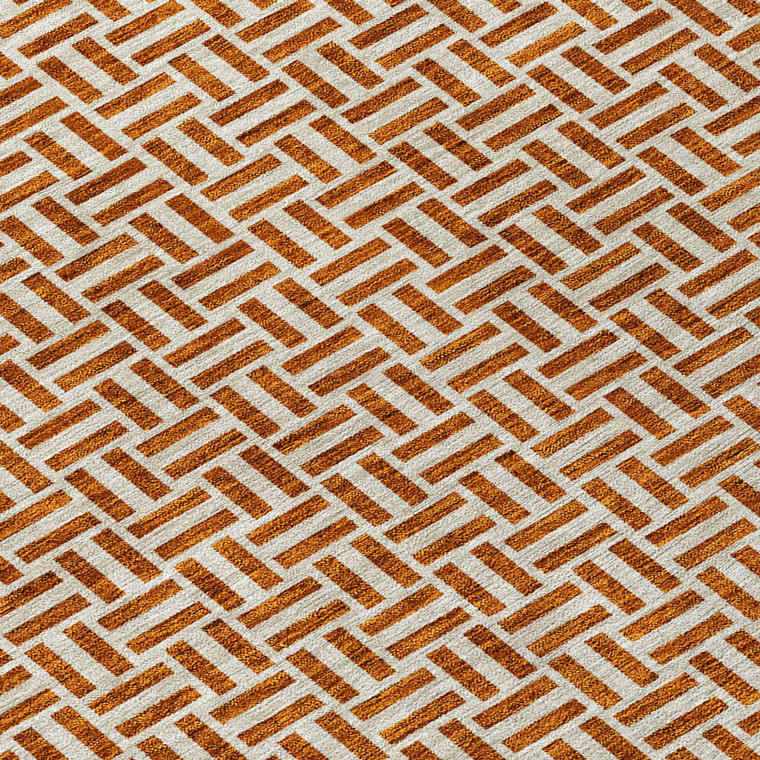 3' X 5' Copper And Beige Geometric Washable Indoor Outdoor Area Rug