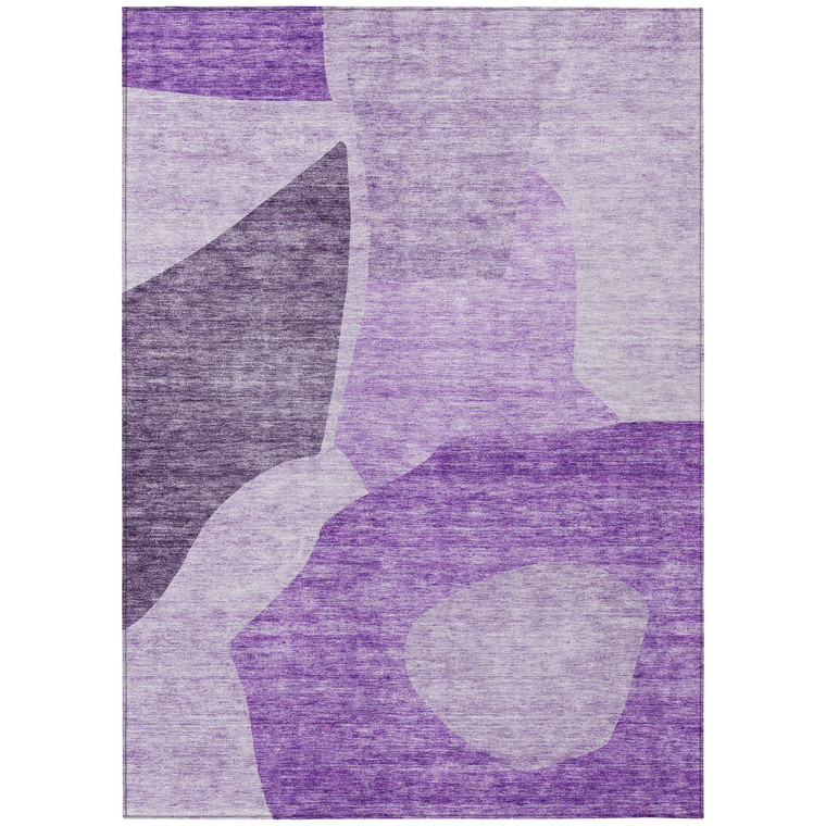 3' X 5' Eggplant Purple And Lilac Abstract Washable Indoor Outdoor Area Rug