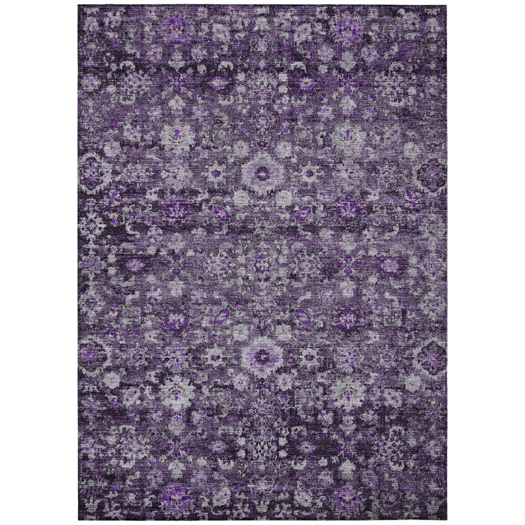 5' X 8' Purple Lilac And Lavender Oriental Washable Indoor Outdoor Area Rug - Purple, Lilac, Lavender