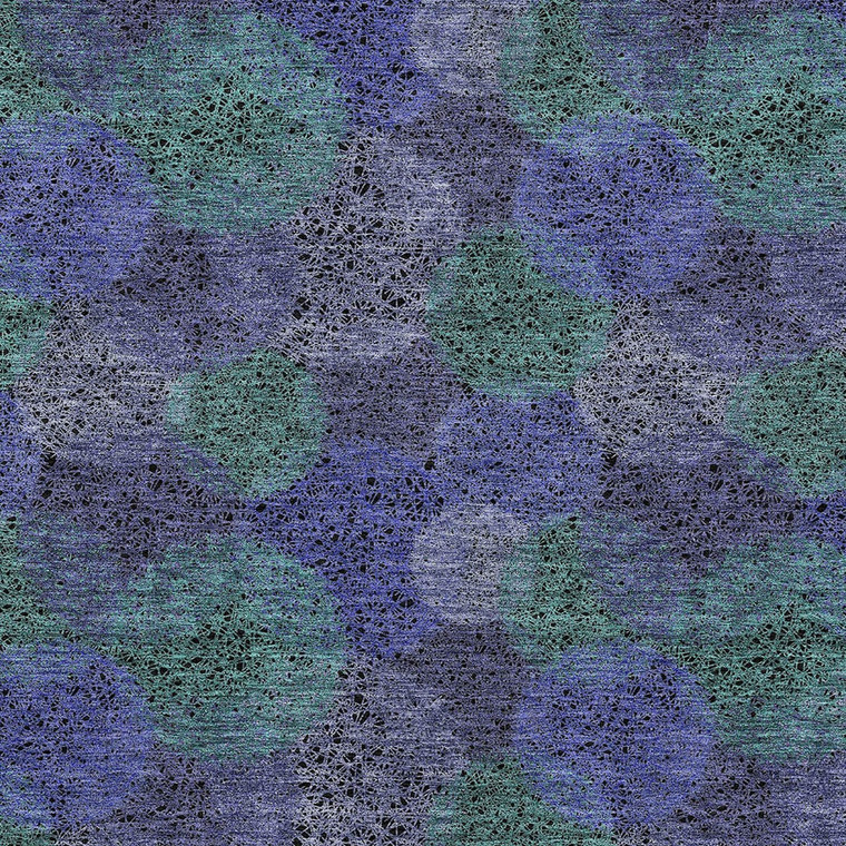 5' X 8' Purple Lavender And Green Polka Dot Washable Indoor Outdoor Area Rug