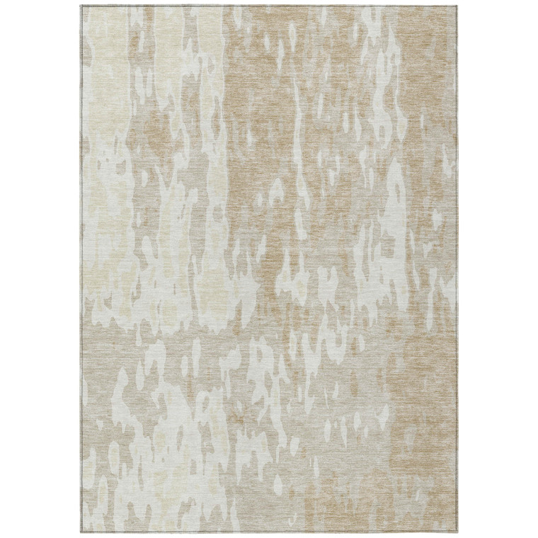 3' X 5' Beige And Ivory Abstract Washable Indoor Outdoor Area Rug Transitional Style - Beige, Ivory Color