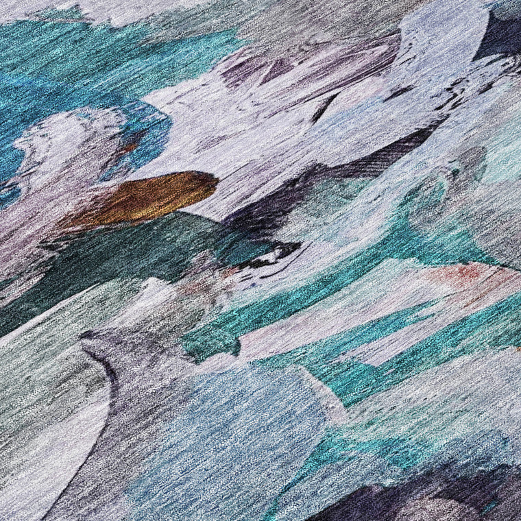 3' X 5' Blue Gray And Brown Abstract Washable Indoor Outdoor Area Rug
