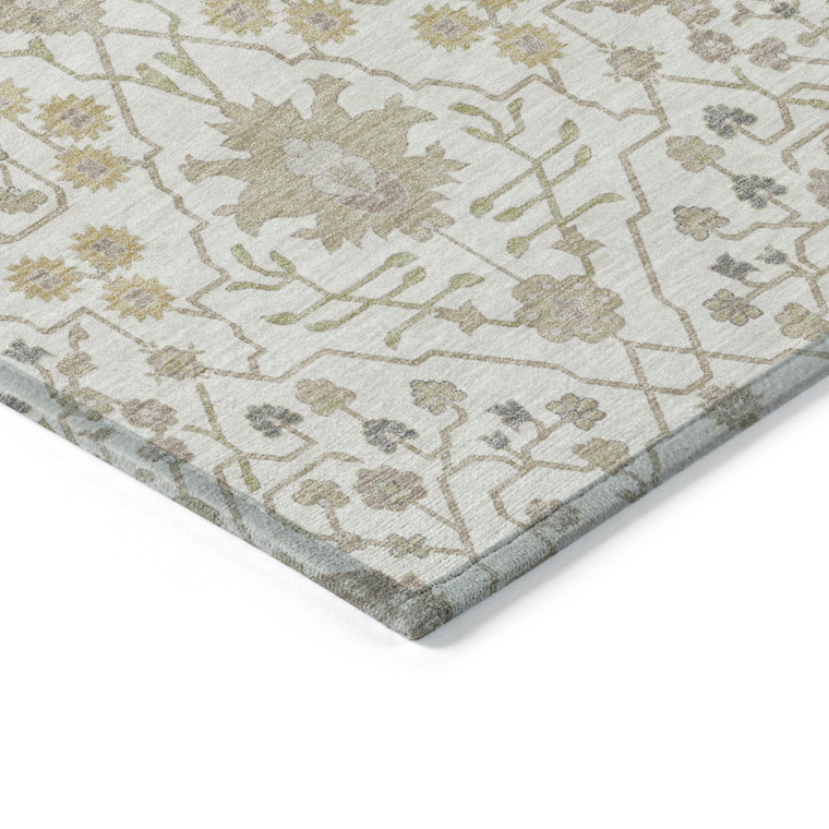 5' X 8' Ivory Beige And Gray Oriental Washable Indoor Outdoor Area Rug - Ivory, Beige, Gray