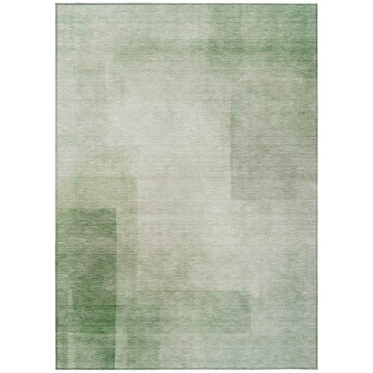 5' X 8' Artichoke Green Geometric Washable Indoor Outdoor Area Rug - Artichoke Green