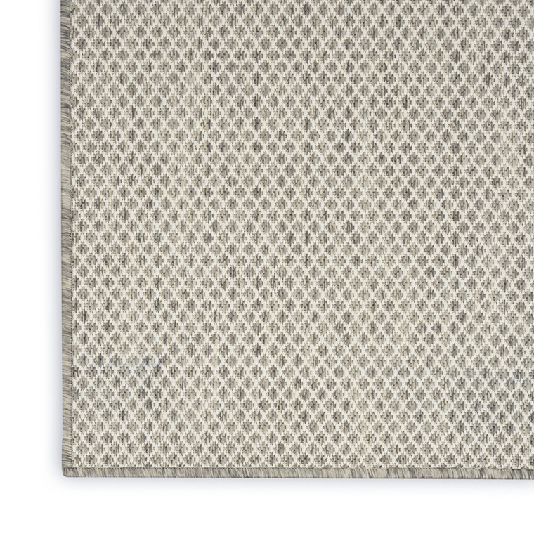 6' Ivory And Silver Square Geometric Indoor Outdoor Area Rug
