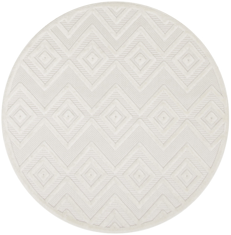 4' Ivory And White Geometric Indoor Outdoor Area Rug