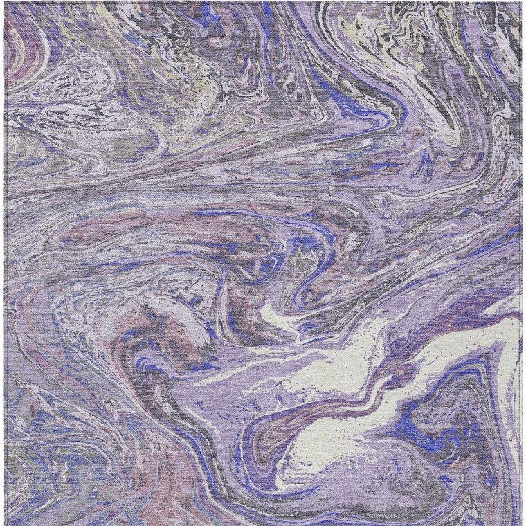 3' X 5' Lavender Purple And Gray Abstract Washable Indoor Outdoor Area Rug