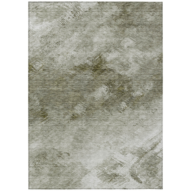 3' X 5' Taupe Beige And Brown Abstract Washable Indoor Outdoor Area Rug