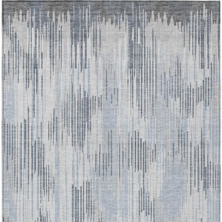 5' X 8' Gray And Ivory Striped Washable Indoor Outdoor Area Rug - 608219346775