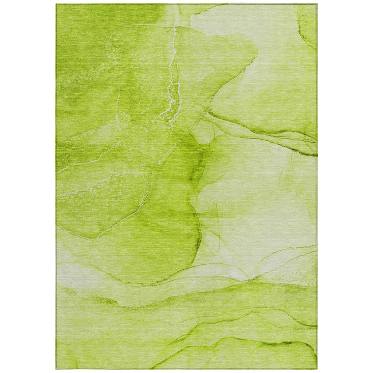 5' X 8' Green Abstract Washable Indoor Outdoor Area Rug