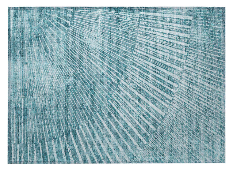 2' X 3' Teal Abstract Washable Non Skid Indoor Outdoor Area Rug - Teal Blue