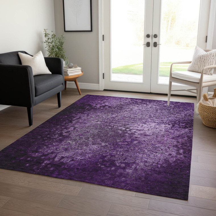 3' X 5' Purple Washable Non Skid Indoor Outdoor Area Rug - Purple