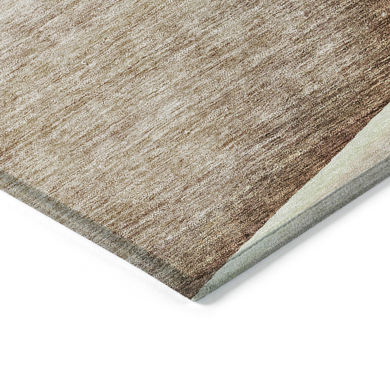 3' X 5' Brown Beige And Taupe Floral Washable Indoor Outdoor Area Rug