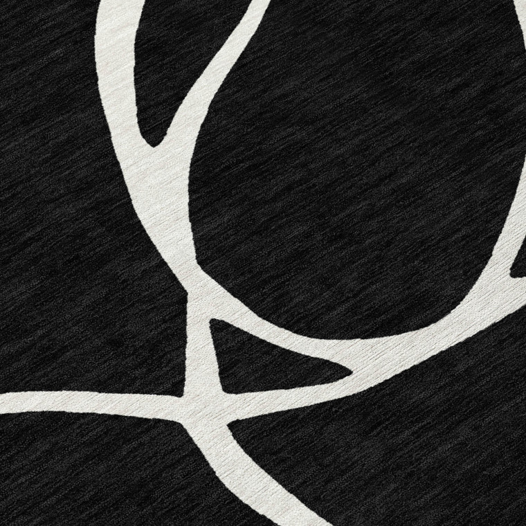 5' X 8' Black And Ivory Abstract Washable Indoor Outdoor Area Rug Transitional Style - Black, Ivory Color