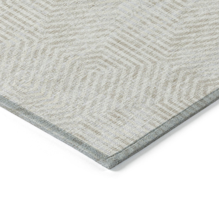 3' X 5' Ivory And Gray Geometric Washable Indoor Outdoor Area Rug - Ivory, Gray