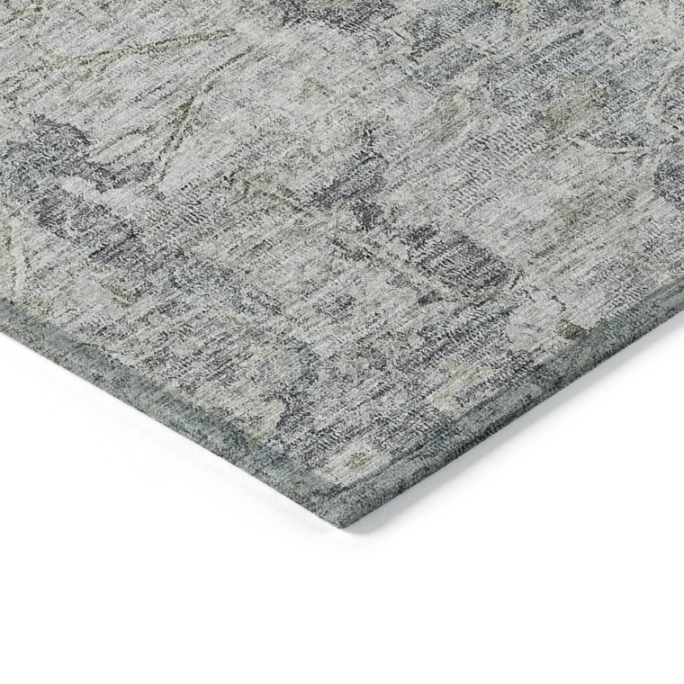 5' X 8' Gray Beige And Charcoal Oriental Washable Indoor Outdoor Area Rug