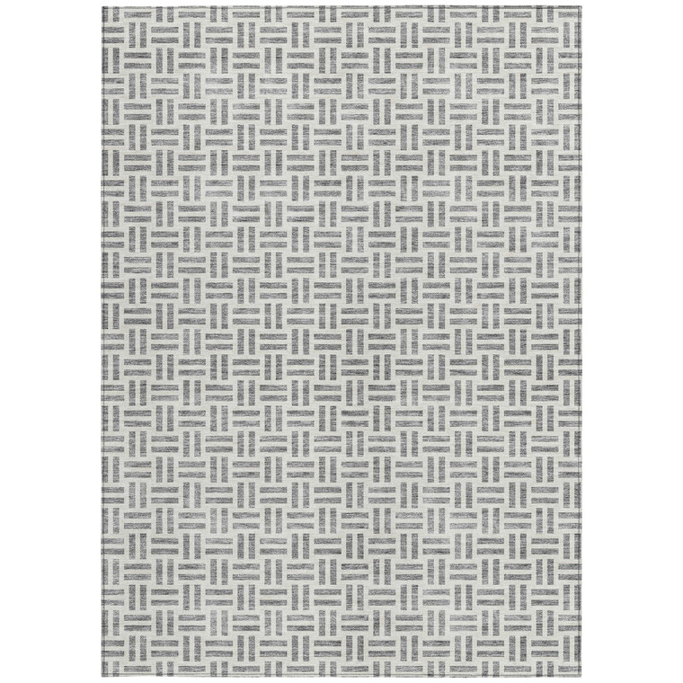 3' X 5' Gray And Ivory Geometric Washable Indoor Outdoor Area Rug - Gray, Ivory