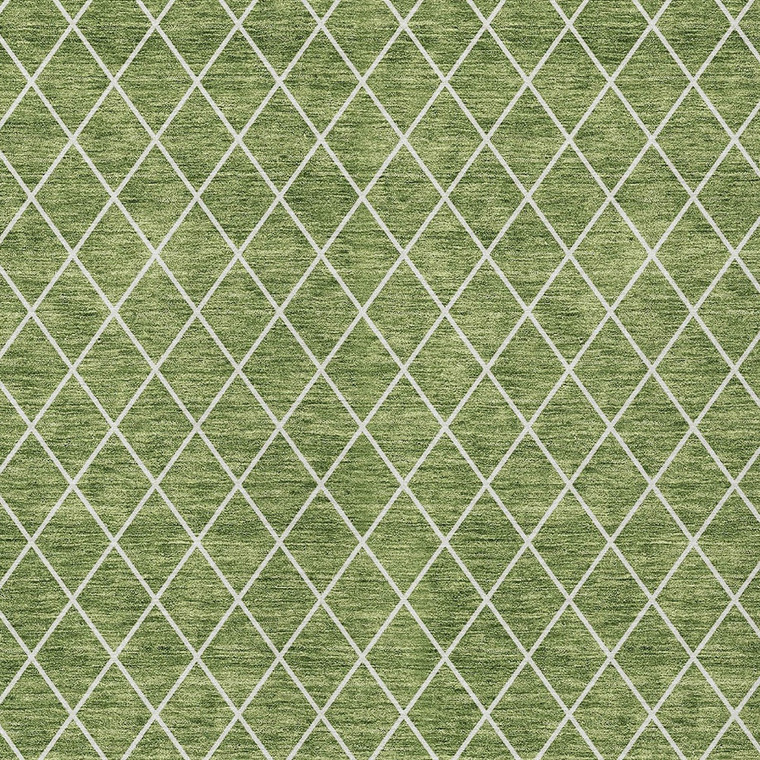 3' X 5' Green And Ivory Geometric Washable Indoor Outdoor Area Rug Transitional Style - Green, Ivory Color
