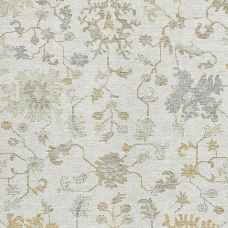 5' X 8' Ivory Gray And Taupe Floral Washable Indoor Outdoor Area Rug - Ivory, Gray, Taupe
