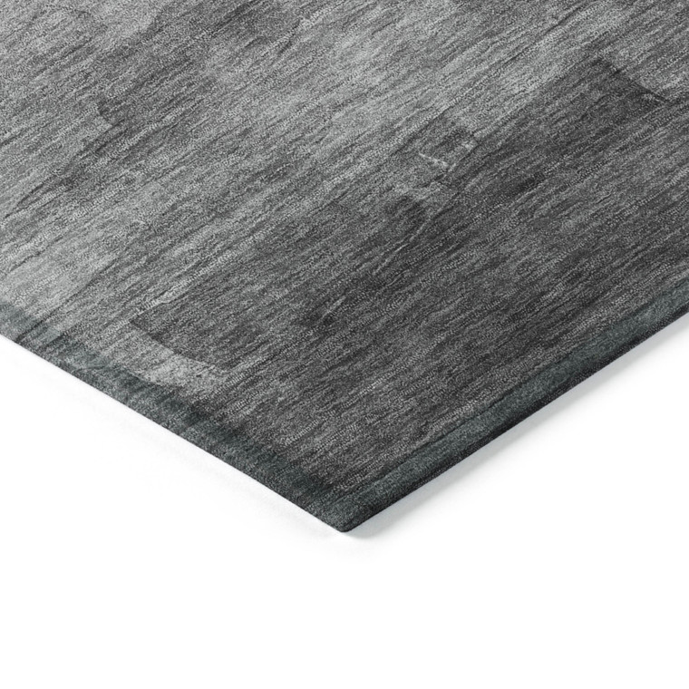 5' X 8' Gray And Silver Striped Washable Indoor Outdoor Area Rug Transitional Style - Gray, Silver Color