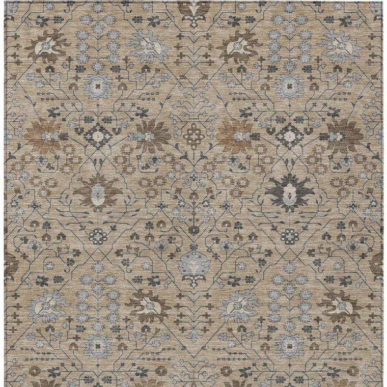 3' X 5' Taupe Brown And Gray Oriental Washable Indoor Outdoor Area Rug - 608219052966