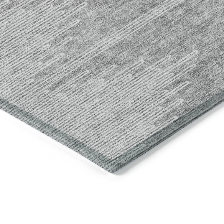 3' X 5' Gray And Ivory Abstract Washable Indoor Outdoor Area Rug Transitional Style - Gray, Ivory Color