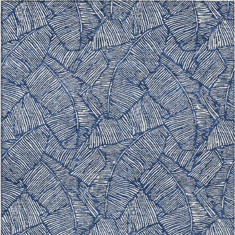 5' X 8' Navy Blue And Ivory Floral Washable Indoor Outdoor Area Rug - Navy Blue, Ivory