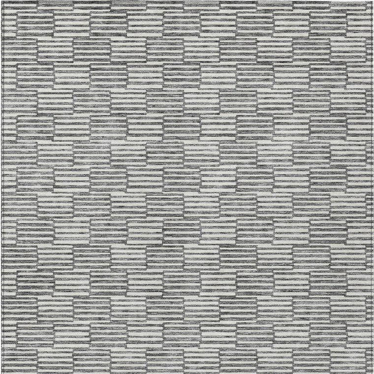 5' X 8' Gray And Ivory Geometric Washable Indoor Outdoor Area Rug Transitional Style - Gray, Ivory Color