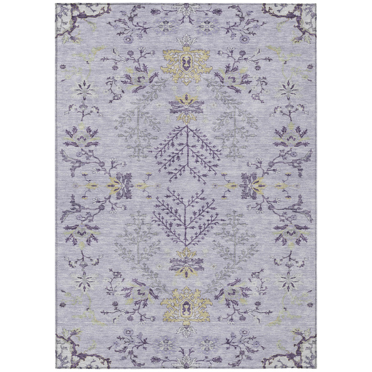 3' X 5' Lavender Purple And Gray Floral Washable Indoor Outdoor Area Rug - Lavender, Purple, Gray