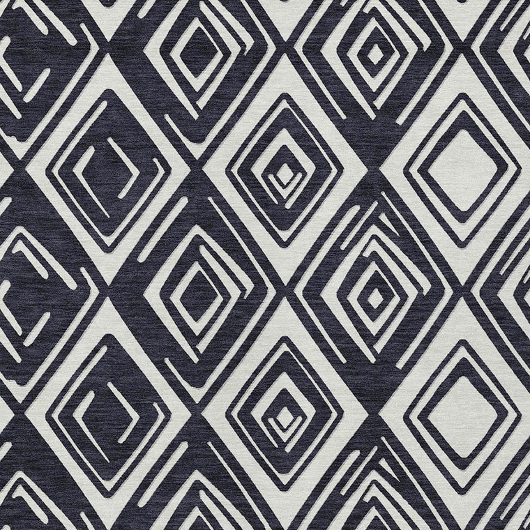 3' X 5' Black And Ivory Geometric Washable Indoor Outdoor Area Rug Transitional Style - Black, Ivory Color