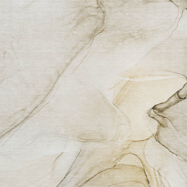 3' X 5' Beige and Gray Abstract Washable Non Skid Indoor Outdoor Area Rug