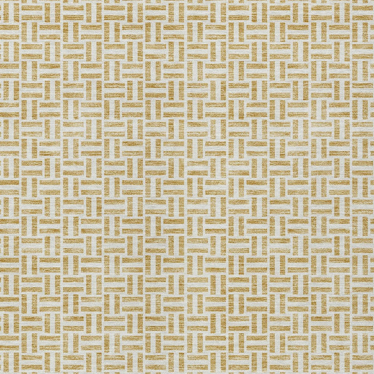3' X 5' Gold And Ivory Geometric Washable Indoor Outdoor Area Rug - 608219398446