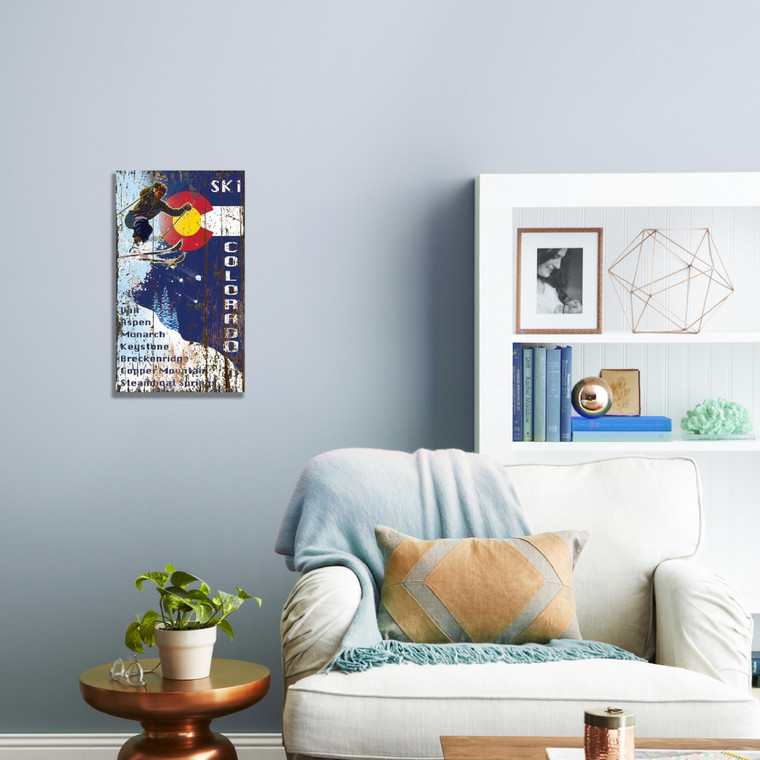 Skiing into the Colorado Flag Wall Art - 808230099210