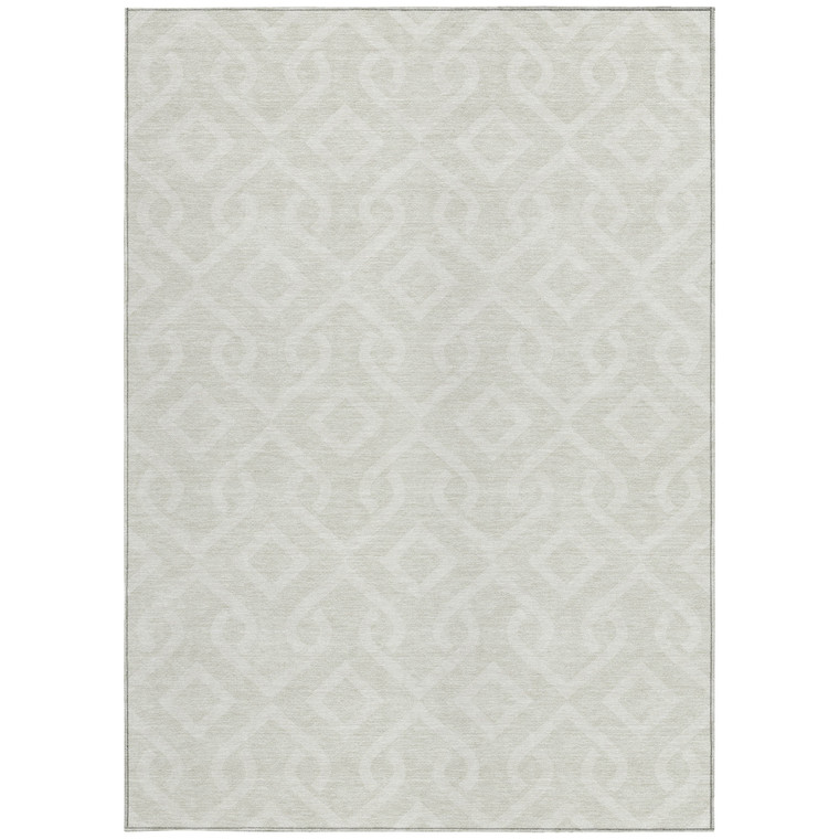 3' X 5' Ivory And Light Gray Geometric Washable Indoor Outdoor Area Rug