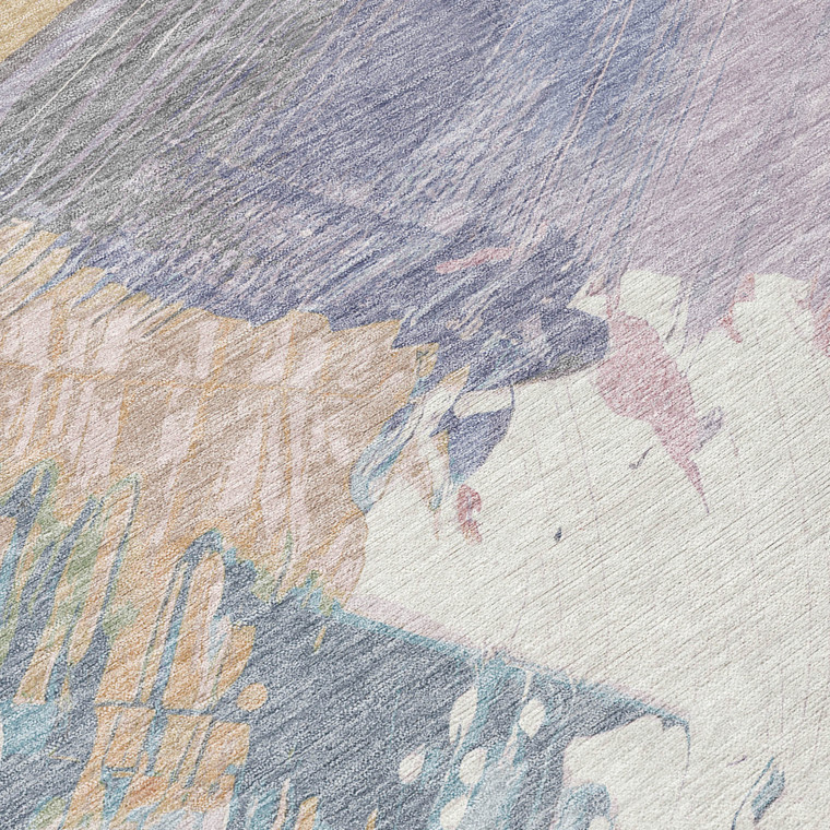 3' X 5' Pink Mauve And Lavender Abstract Washable Indoor Outdoor Area Rug