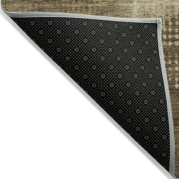 3' X 5' Brown And Beige Geometric Washable Indoor Outdoor Area Rug Transitional Style - Brown, Beige Color