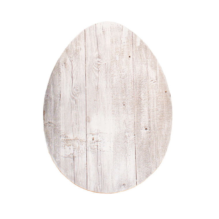 12" Farmhouse White Wwash Wooden Large Egg - 4512822810706