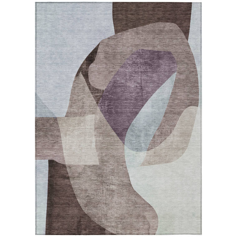 3' X 5' Brown And Taupe Abstract Washable Indoor Outdoor Area Rug - Brown, Taupe