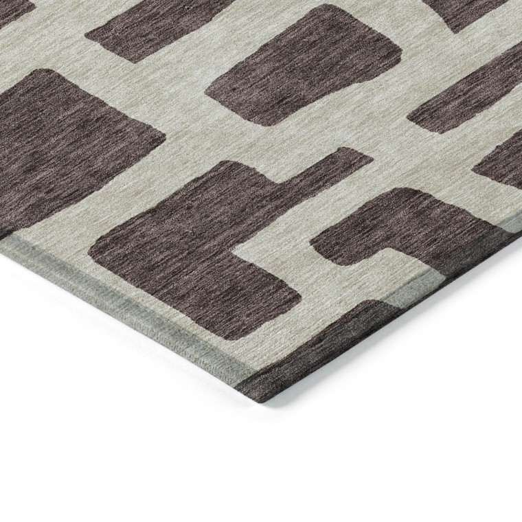 5' X 8' Brown And Beige Abstract Washable Indoor Outdoor Area Rug Transitional Style - Brown, Beige Color
