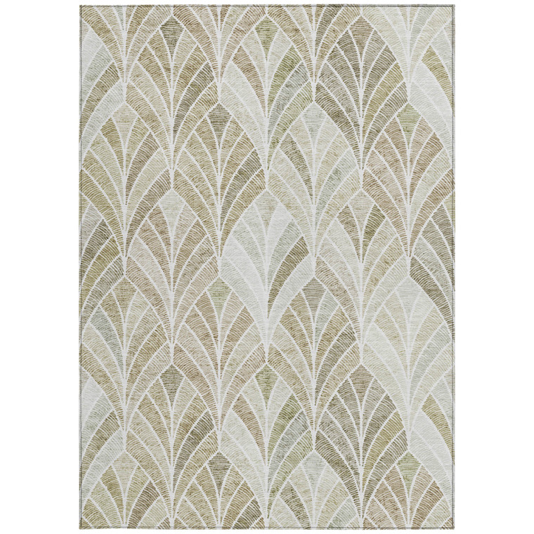 3' X 5' Khaki Tan And Beige Geometric Washable Indoor Outdoor Area Rug