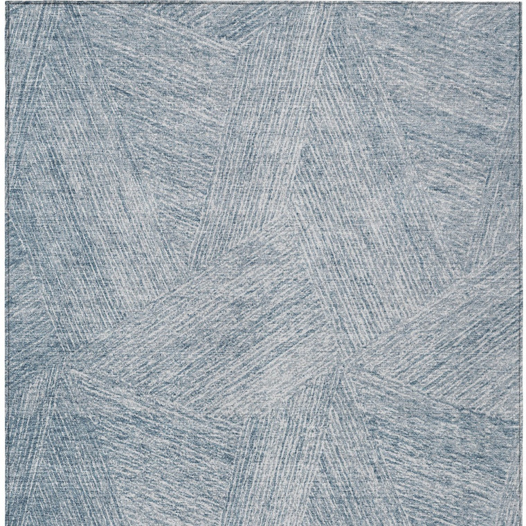 5' X 8' Denim Blue And Ivory Abstract Washable Indoor Outdoor Area Rug Transitional Style - Denim Blue, Ivory Color