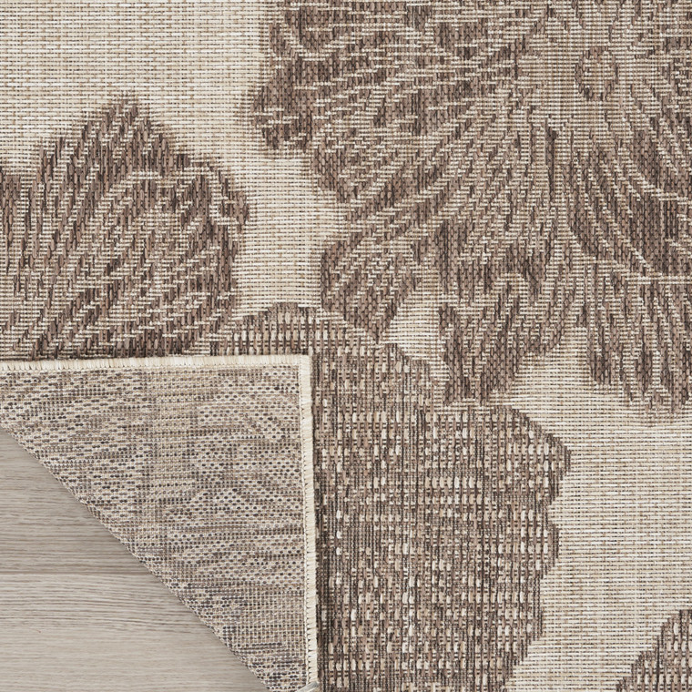 6' X 9' Taupe And Ivory Floral Indoor Outdoor Area Rug