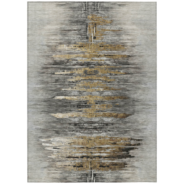 3' X 5' Gray Charcoal And Silver Abstract Washable Indoor Outdoor Area Rug Transitional Style - Gray, Charcoal, Silver Color