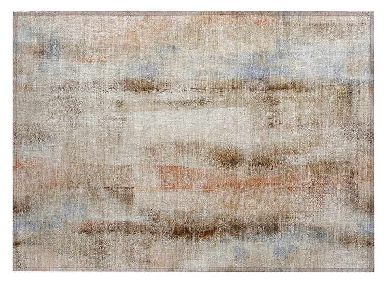 2' X 3' Beige and Brown Washable Non Skid Indoor Outdoor Area Rug