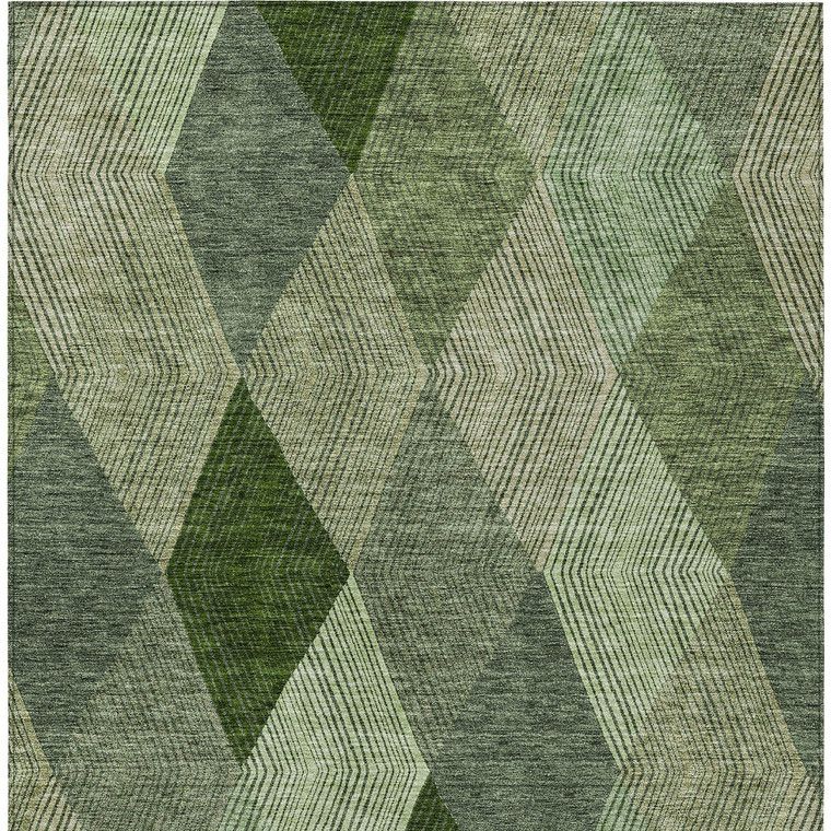 3' X 5' Green Mint Green And Sage Argyle Washable Indoor Outdoor Area Rug