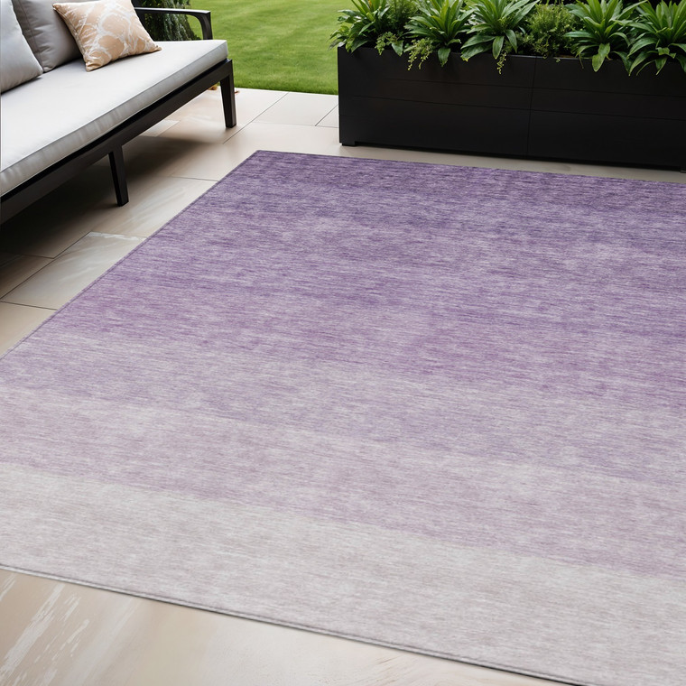 5' X 8' Purple And Lavender Ombre Washable Indoor Outdoor Area Rug - Purple, Lavender