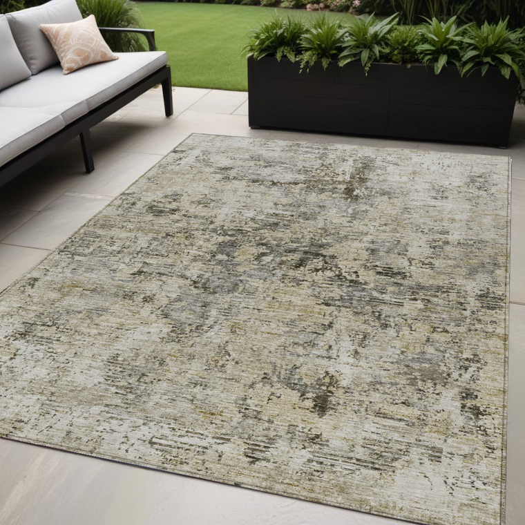 5' X 8' Taupe Beige And Gray Abstract Washable Indoor Outdoor Area Rug Transitional Style - Taupe, Beige, Gray Color