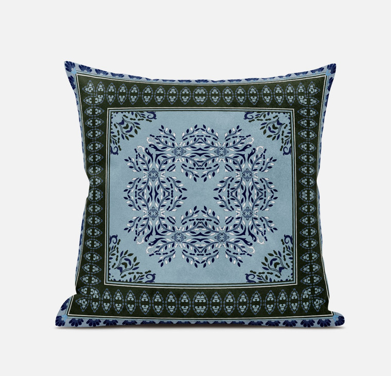 18" X 18" Dark Blue Blown Seam Geometric Indoor Outdoor Throw Pillow - 606114672265