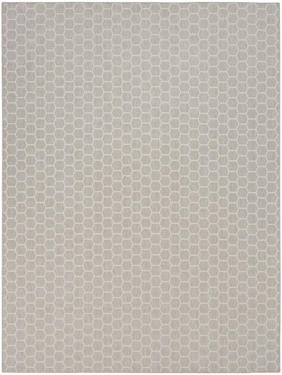 9' X 12' Gray And Ivory Geometric Indoor Outdoor Area Rug