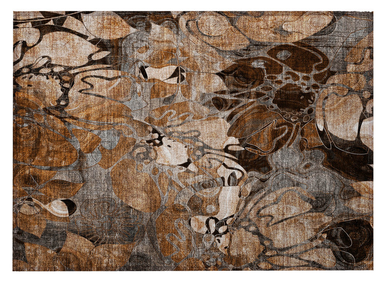 2' X 3' Chocolate Terracotta and Ivory Abstract Washable Indoor Outdoor Area Rug - Ivory